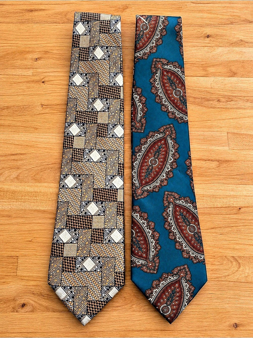 Vintage Neoclassico/Allen Lolly Paisley Silk Tie Set in Brown & Blue Like New